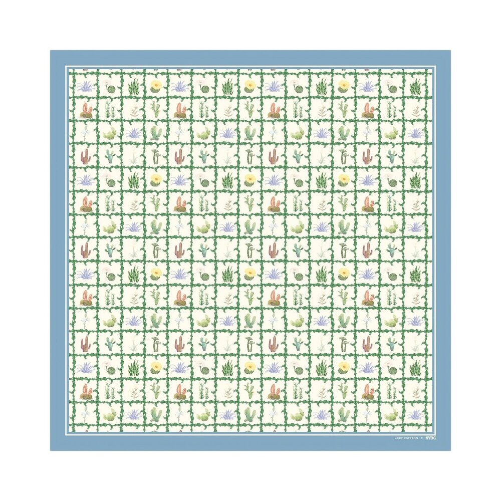 NWT Lost Pattern NYC x NYBG Oasis Charms Silk Square Scarf – Blue